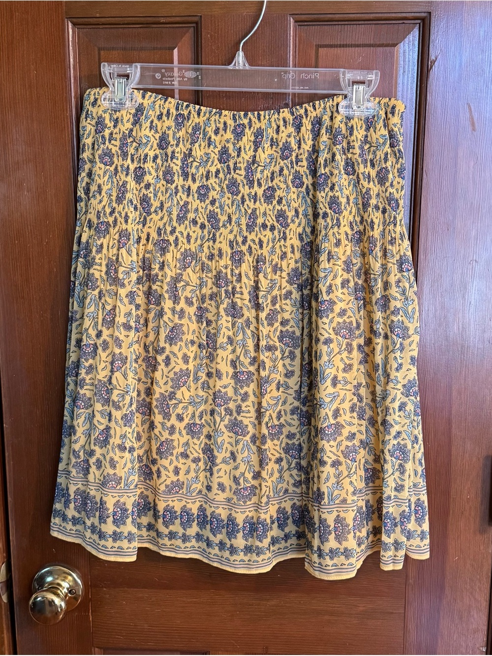 Max Studio Yellow Floral Elastic Waist Skirt EUC